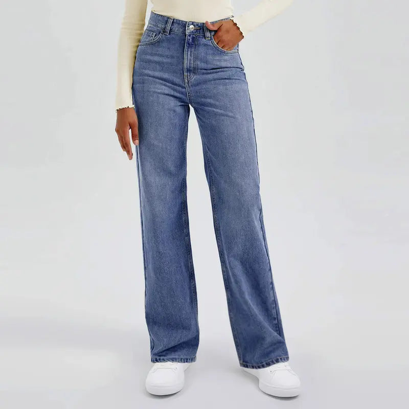 Ultra Stretchy High Waist Straight Leg Jeans